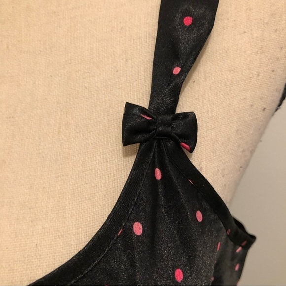 Mercer &  Madison camisole polka dot black and pink adjustable straps SZ L - Picture 3 of 7